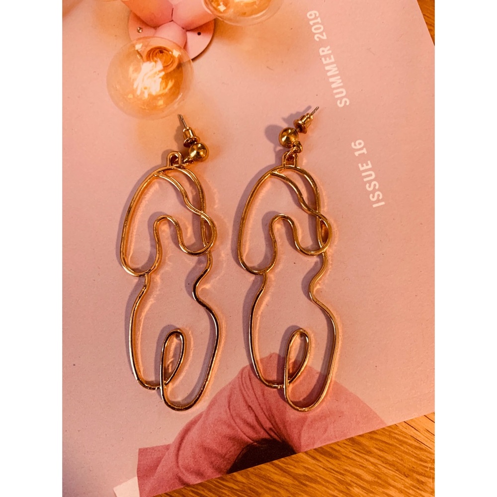 Abstract Sculptural Female Form Earrings